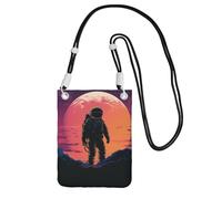 Cool Astronaut - Bolso para teléfono celular para mujer, funda tipo cartera con correa de hombro negra, bolsa de viaje, color negro, talla única