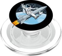 Cool Astronaut Riding a Launch Rocket Illustration PopSockets PopGrip para MagSafe