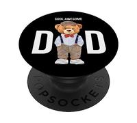 Cool Awesome Dad Teddy Bear Illustration Graphic Designs PopSockets PopGrip Adhesivo