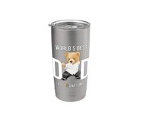 Cool Awesome World's Best Dad Ever, Dad Teddy Bear Graphic Vaso térmico de acero inoxidable de doble pared