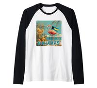 Cool Bahamas Beach y Flamingo para los Amantes de la Naturaleza Camiseta Manga Raglan