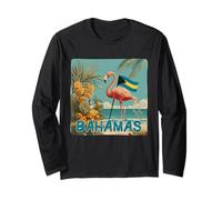 Cool Bahamas Beach y Flamingo para los Amantes de la Naturaleza Manga Larga