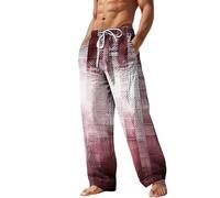 Cool Bañador Pantalones de Playa Cordón Cintura Elástica Estampado Rayas Estampados Gráficos Geometría Comodidad Casual Diario Vacaciones Ropa de Calle Amarillo Azul Hawaii Bañador Hombre, rojo, XL