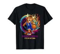 Cool Basketball Animal Mascot Cartoon Sports Fan Graphic Camiseta gráfica económica, Hombre, Negro, XL