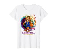 Cool Basketball Animal Mascot Cartoon Sports Fan Graphic Camiseta gráfica económica, Mujer, Blanco, L