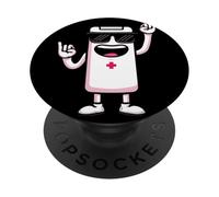 Cool Battery Mascot Rock Hand Signs, gráfico de energía Punk PopSockets PopGrip Adhesivo