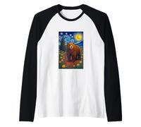 Cool Bear in The Starry Night Painting Concept Graphic Art Camiseta Manga Raglan