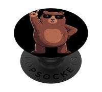 Cool Bear Rock On Funny Animal Cartoon Gafas De Sol Diseño PopSockets PopGrip Adhesivo