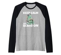 Cool Bearded Dragon Lazy Chilling Keep Calm and Beard On Camiseta Manga Raglan