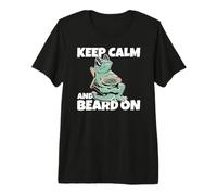 Cool Bearded Dragon Lazy Chilling Keep Calm and Beard On Camiseta Premium
