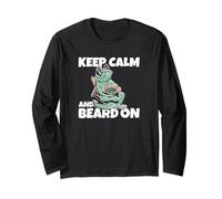 Cool Bearded Dragon Lazy Chilling Keep Calm and Beard On Manga Larga