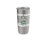 Cool Bearded Dragon Lazy Chilling Keep Calm And Beard On Vaso térmico de acero inoxidable de doble pared