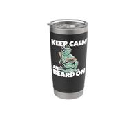 Cool Bearded Dragon Lazy Chilling Keep Calm And Beard On Vaso térmico de acero inoxidable de doble pared