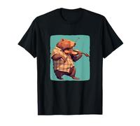 Cool Beaver con traje de violín para adultos y niños Camiseta