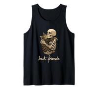 Cool Best Friends Skelton Hugs a Cat Illustration Graphic Camiseta sin Mangas