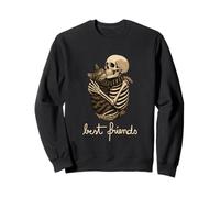 Cool Best Friends Skelton Hugs a Cat Illustration Graphic Sudadera