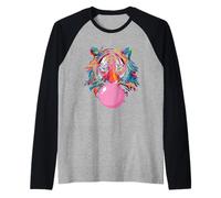 Cool Big Tiger Bubble Gum Coloring Gafas Mamá Mujeres Amante Camiseta Manga Raglan