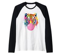 Cool Big Tiger Bubble Gum Coloring Gafas Mamá Mujeres Amante Camiseta Manga Raglan