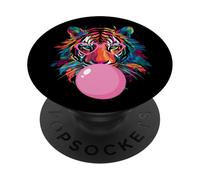 Cool Big Tiger Bubble Gum Coloring Gafas Mamá Mujeres Amante PopSockets PopGrip Adhesivo