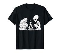Cool Bigfoot y Alien Claus sentados Junto a una Hoguera Camiseta