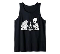 Cool Bigfoot y Alien Claus sentados Junto a una Hoguera Camiseta sin Mangas