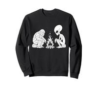 Cool Bigfoot y Alien Claus sentados Junto a una Hoguera Sudadera