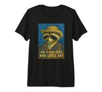 Cool Bitch Art Lover Raccoon, Pintura para Selfies, Estilo Vincent Van Gogh Camiseta Premium