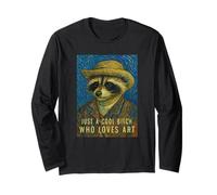 Cool Bitch Art Lover Raccoon, Pintura para Selfies, Estilo Vincent Van Gogh Manga Larga