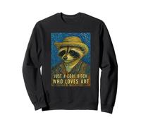 Cool Bitch Art Lover Raccoon, Pintura para Selfies, Estilo Vincent Van Gogh Sudadera