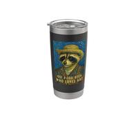 Cool Bitch Art Lover Raccoon, pintura para selfies, estilo Vincent Van Gogh Vaso térmico de acero inoxidable de doble pared