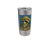 Cool Bitch Art Lover Raccoon, pintura para selfies, estilo Vincent Van Gogh Vaso térmico de acero inoxidable de doble pared