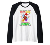 Cool Black Girl Christmas Magic Illustration Graphic Designs Camiseta Manga Raglan