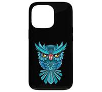 Cool Blue Halloween Night Owl Illustration Graphic Design Carcasa para iPhone 13 Pro