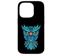 Cool Blue Halloween Night Owl Illustration Graphic Design Carcasa para iPhone 14 Pro