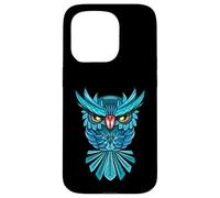 Cool Blue Halloween Night Owl Illustration Graphic Design Carcasa para iPhone 15 Pro