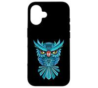 Cool Blue Halloween Night Owl Illustration Graphic Design Carcasa para iPhone 16