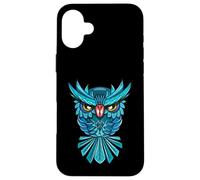 Cool Blue Halloween Night Owl Illustration Graphic Design Carcasa para iPhone 16 Plus
