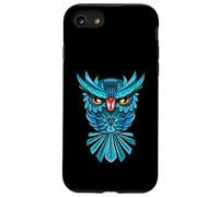 Cool Blue Halloween Night Owl Illustration Graphic Design Carcasa para iPhone SE (2020) / 7/8