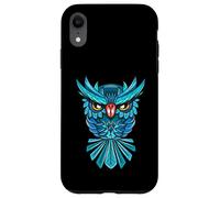 Cool Blue Halloween Night Owl Illustration Graphic Design Carcasa para iPhone XR