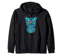Cool Blue Halloween Night Owl Illustration Graphic Design Sudadera con Capucha