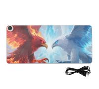 Cool Blue Red Birds - Alfombrilla de mouse para juegos con calefacción de piel de pájaro de 31.5 x 13 pulgadas, antideslizante, para escritorio de oficina