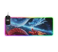 Cool Blue Red Dragon Wirel - Alfombrilla de escritorio para teclado y mouse, lavable, para viajes, 89.9 x 39.9 cm, tamaño grande
