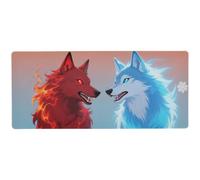 Cool Blue Red Wolf Computer - Almohadilla de animales para escribir esenciales, alfombrillas de animales para computadora, 80 x 39,9 cm