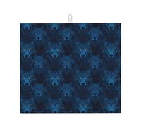 Cool Blue Wolf Head Print - Tapete de microfibra para secado de platos para encimera de cocina, lavable a máquina, súper absorbente, tapete de secado de platos, 16 x 18 pulgadas