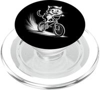 Cool BMX Cat Retro Cartoon Cat Riding Bike Artwork PopSockets PopGrip para MagSafe