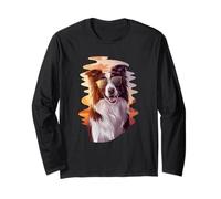 Cool Border Collie con Gafas de Sol Manga Larga
