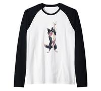 Cool Border Collie Rock Star - Gafas de Sol para Perro Camiseta Manga Raglan