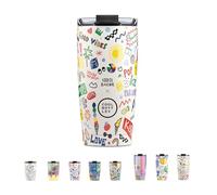 Cool Bottles - Termo Café, Vaso Térmico de Acero Inoxidable, Taza de Café - Bebidas Frías 10 horas y Calientes 5 horas - Tapa Hermética, Libre de BPA - Good Vibes, 550 ml
