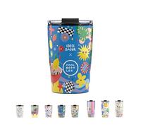 Cool Bottles - Termo Café, Vaso Térmico de Acero Inoxidable, Taza de Café - Bebidas Frías 10 horas y Calientes 5 horas - Tapa Hermética, Libre de BPA - Sunshine Fiesta, 330 ml