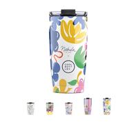Cool Bottles - Termo Café, Vaso Térmico de Acero Inoxidable, Taza de Café - Bebidas Frías 10 horas y Calientes 5 horas - Tapa Hermética, Libre de BPA - Locura Floral, 550 ml